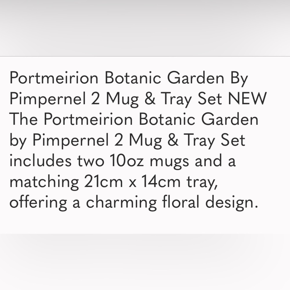 Portmeirion Botanic Garden By Pimpernel 2 Mugs & Tray Set Floral Design NEW - Picture 2 of 5